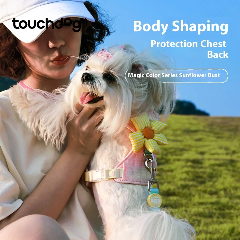 TOUCHDOG Illusion Series-Sunflower Corset Dog Leash Small Dog Bichon Frise Chest Belt Pet Universal Corset