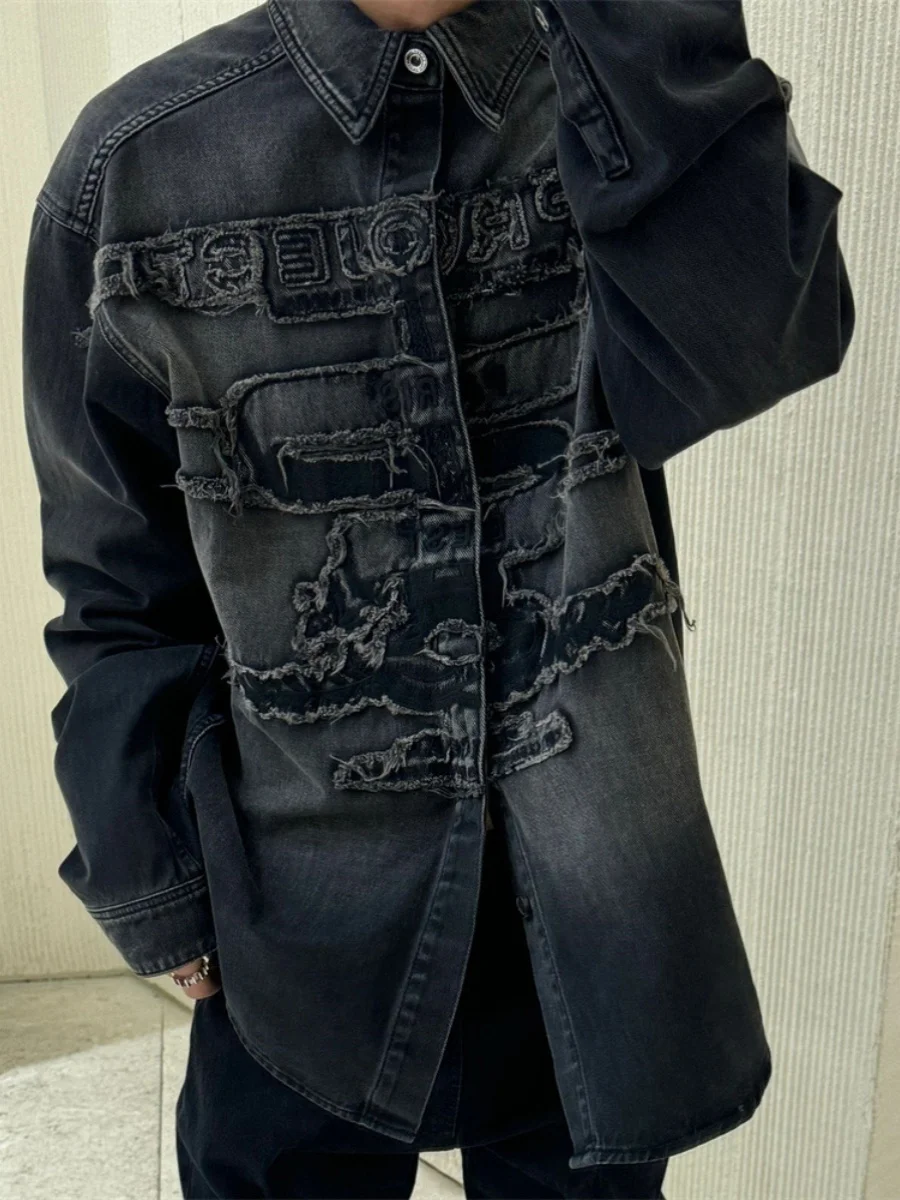 Y Project 24FW Show Style Patchwork Embroidered Denim Jacket Long Sleeve Trendy Brand Washed Destroyed Men Women Autumn Winter
