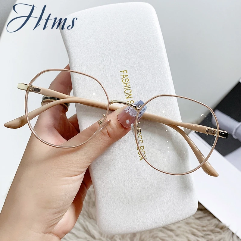 

HTMS Blue Light Blocking Glasses Women Fashion Retro Round Metal Frame Non-Prescription Lightweight Eyewear