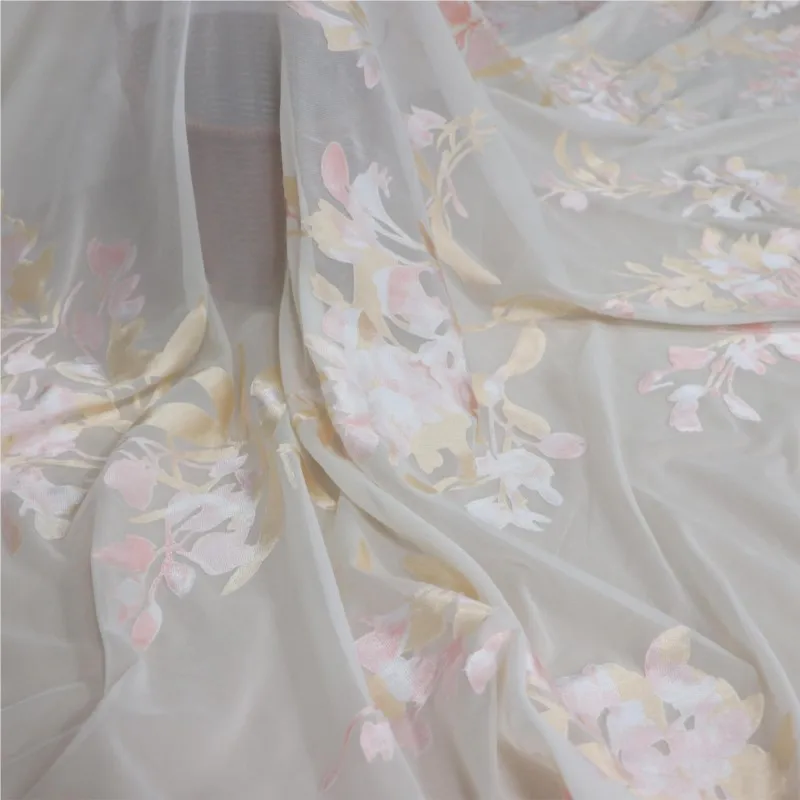 

Silk mottled gauze fabric velvet cheongsam dress