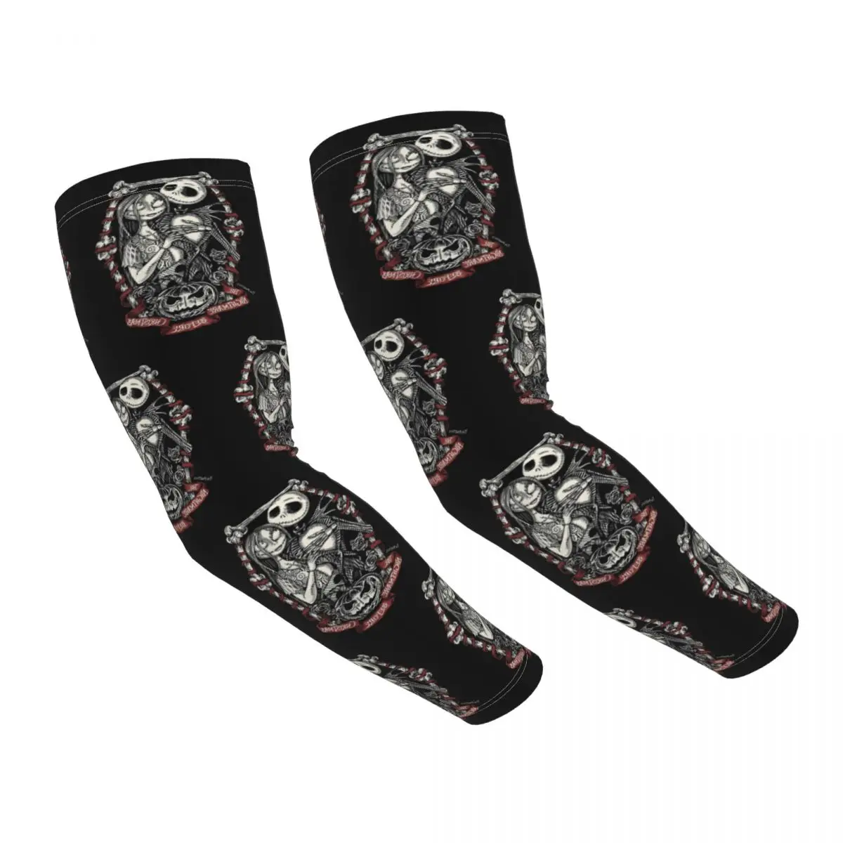 مخصص جاك Skellington الأشعة فوق البنفسجية حماية أكمام أذرع تبريد الرجال النساء اليقطين ملك هالوين تاون الرياضة الصيد الوشم التستر