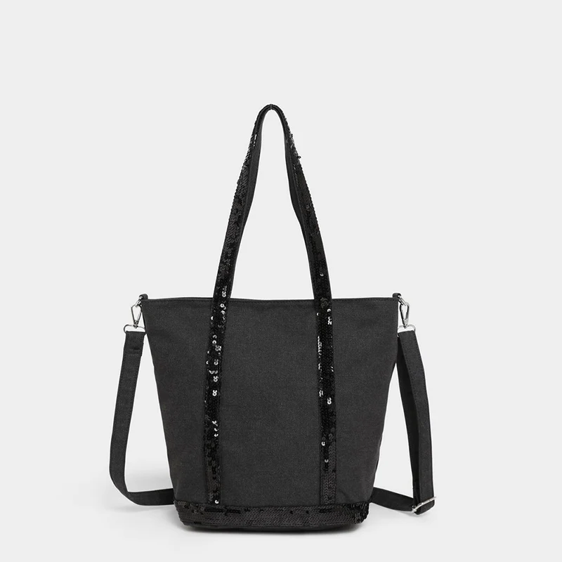 

Холщовая большая сумка с блестками в стиле ретро, большая вместительная дорожная сумка через плечо, брендовая популярная женская сумка-ведро, большая сумка для покупок