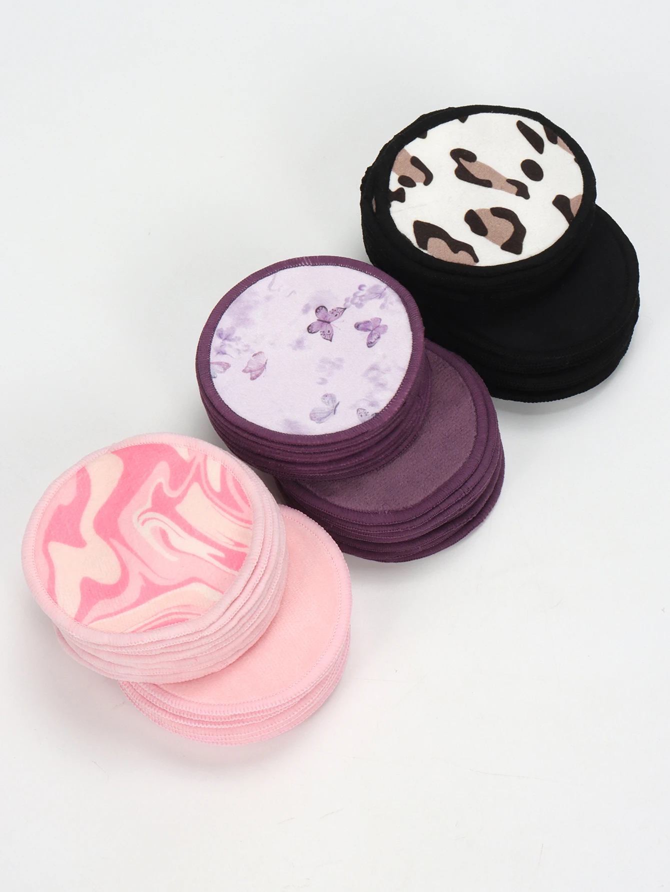 ダブルラウンドメイク落としパッド 20 個 + クリーニングメッシュバッグ、洗濯機で洗え、再利用可能、すべての肌タイプに適しています