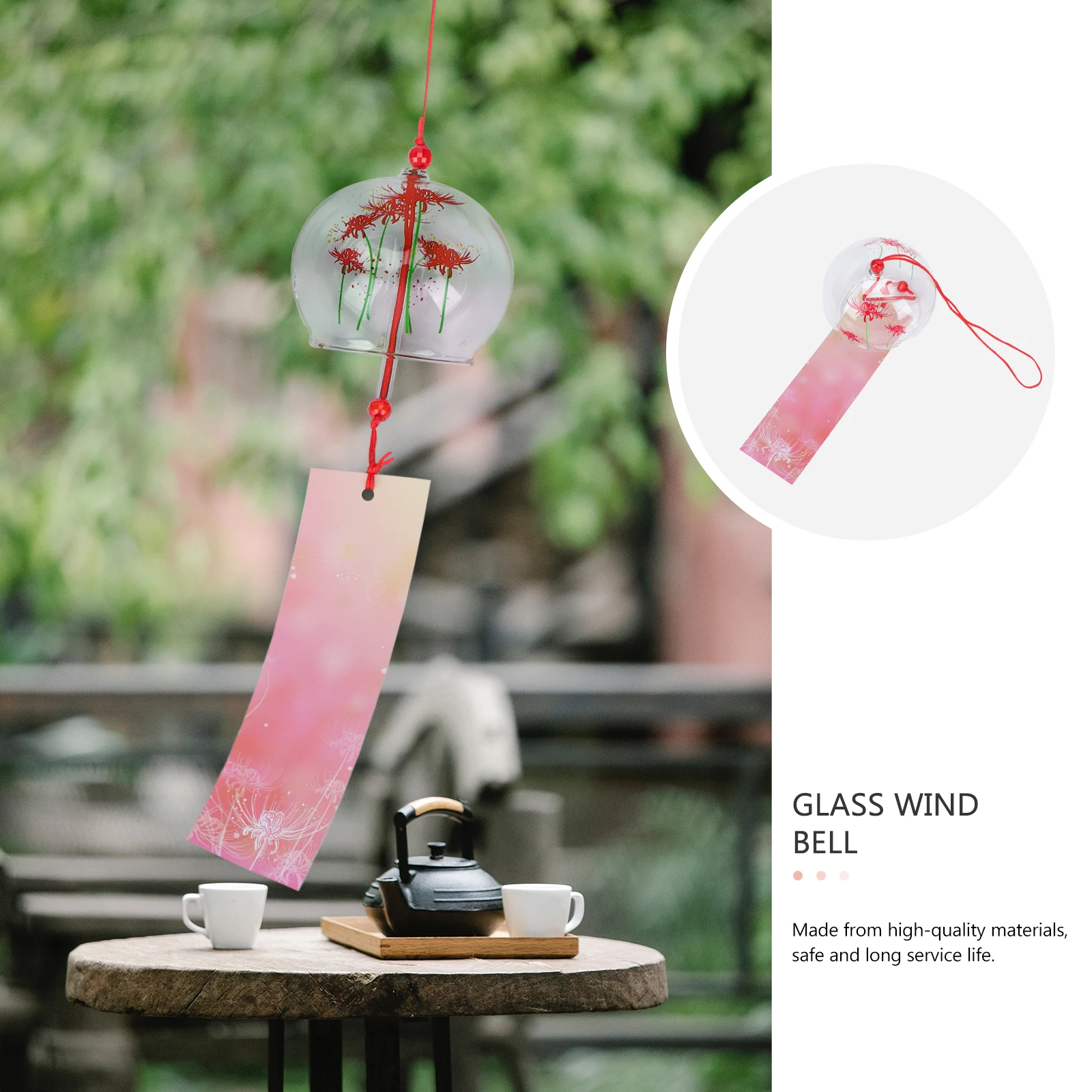 

1Pcs Premium Glass Wind Bell Creative Beautiful Decorative Accessory Long Service Life Easy Clean Gift Friends Family Home Yard