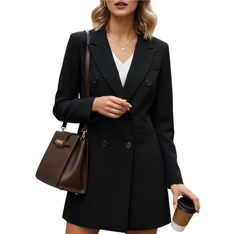 

CYL-Женское зимнее пальто, элегантный двубортный плащ с зубчатыми лацканами, облегающие куртки