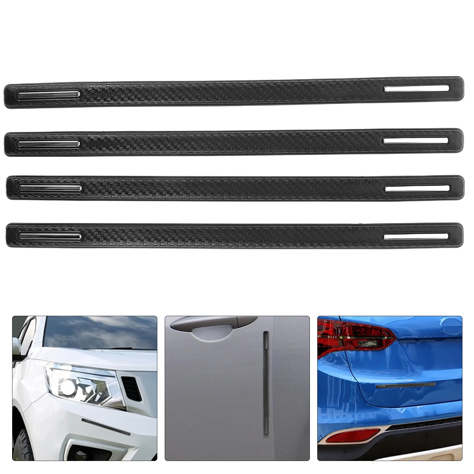 

4Pcs Door Edge Protector Strips Thickened Bumper Guard for Cars Scratch Proof Carbon Fiber Texture Auto Exterior Accessories