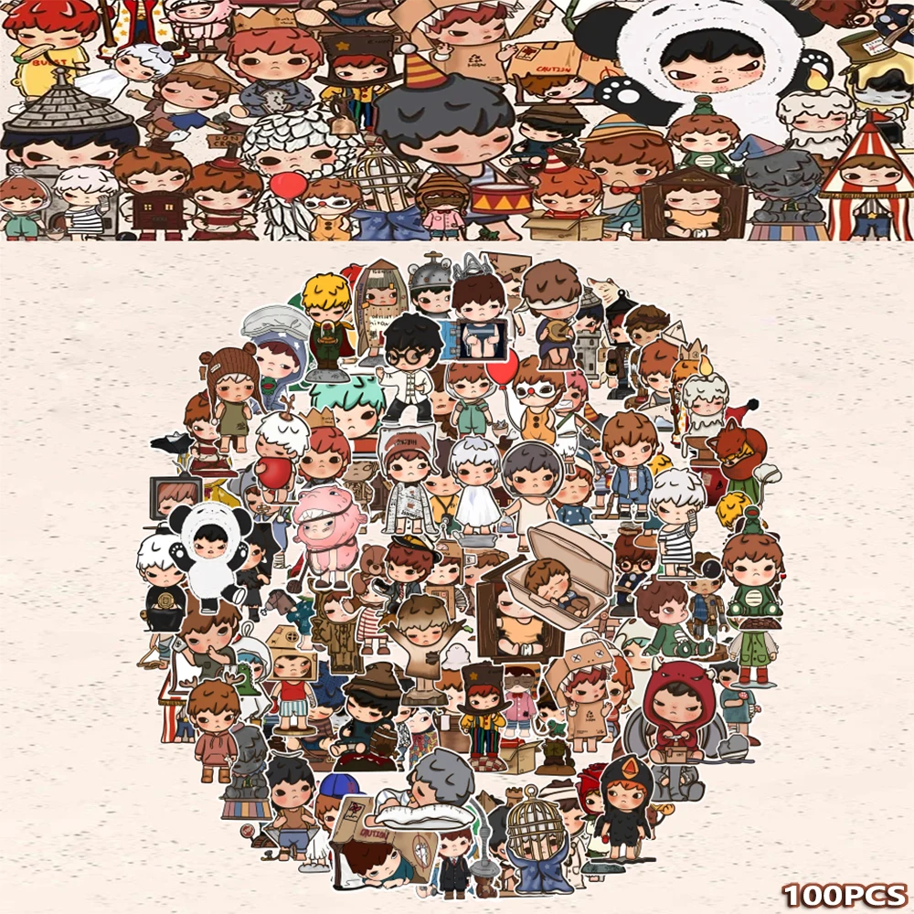 100 قطعة من التماثيل الكرتونية اللطيفة لدمى أونو المحيطة للهاتف المحمول ودفتر الأمتعة وملصقات صناعة يدوية