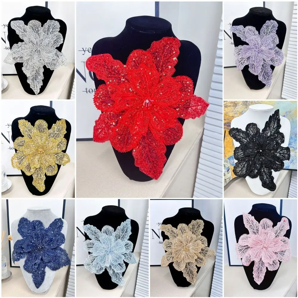 Polyester fibre Chest Flower Women's Clothing Children's Clothing Dress Decoration Multi-layer Sequin Embroidery