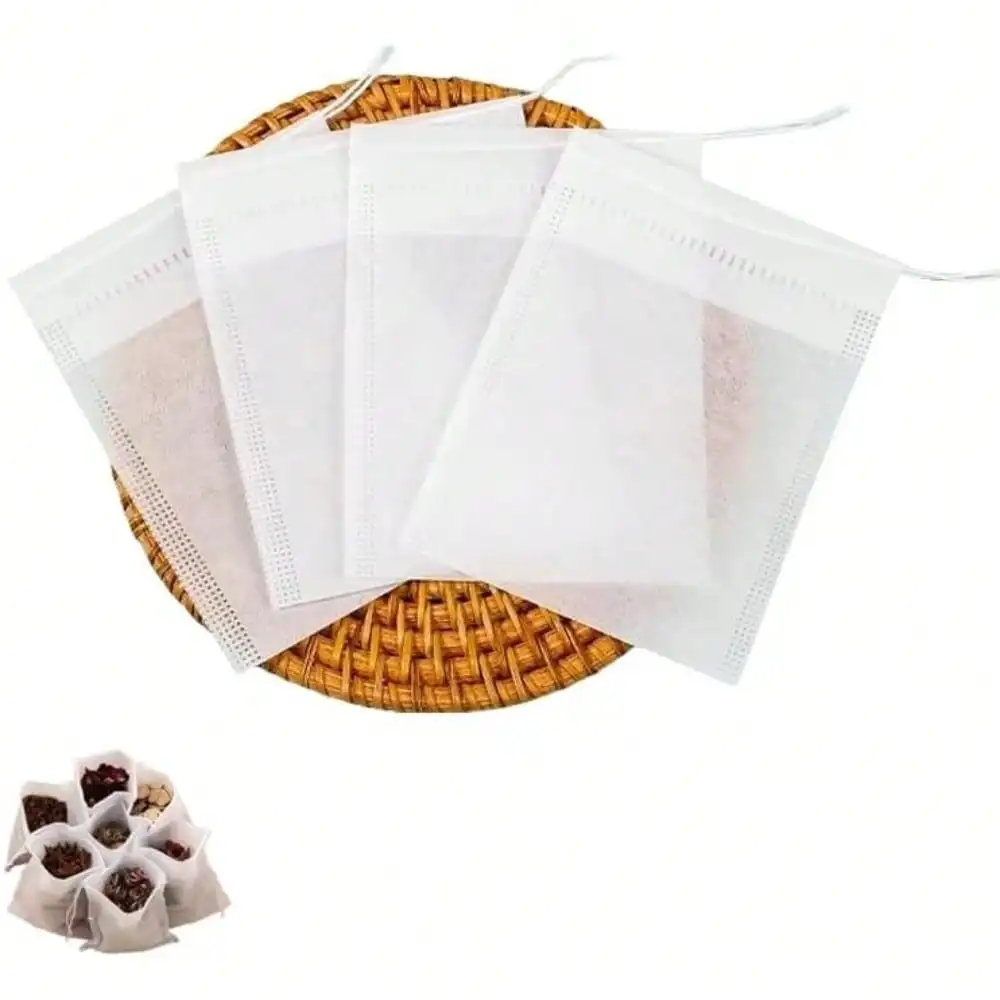 Disposable Non-Woven Tea Bags 100PCS Empty Drawstring Pouches For Loose Leaf Tea Coffee And Spices Brewing