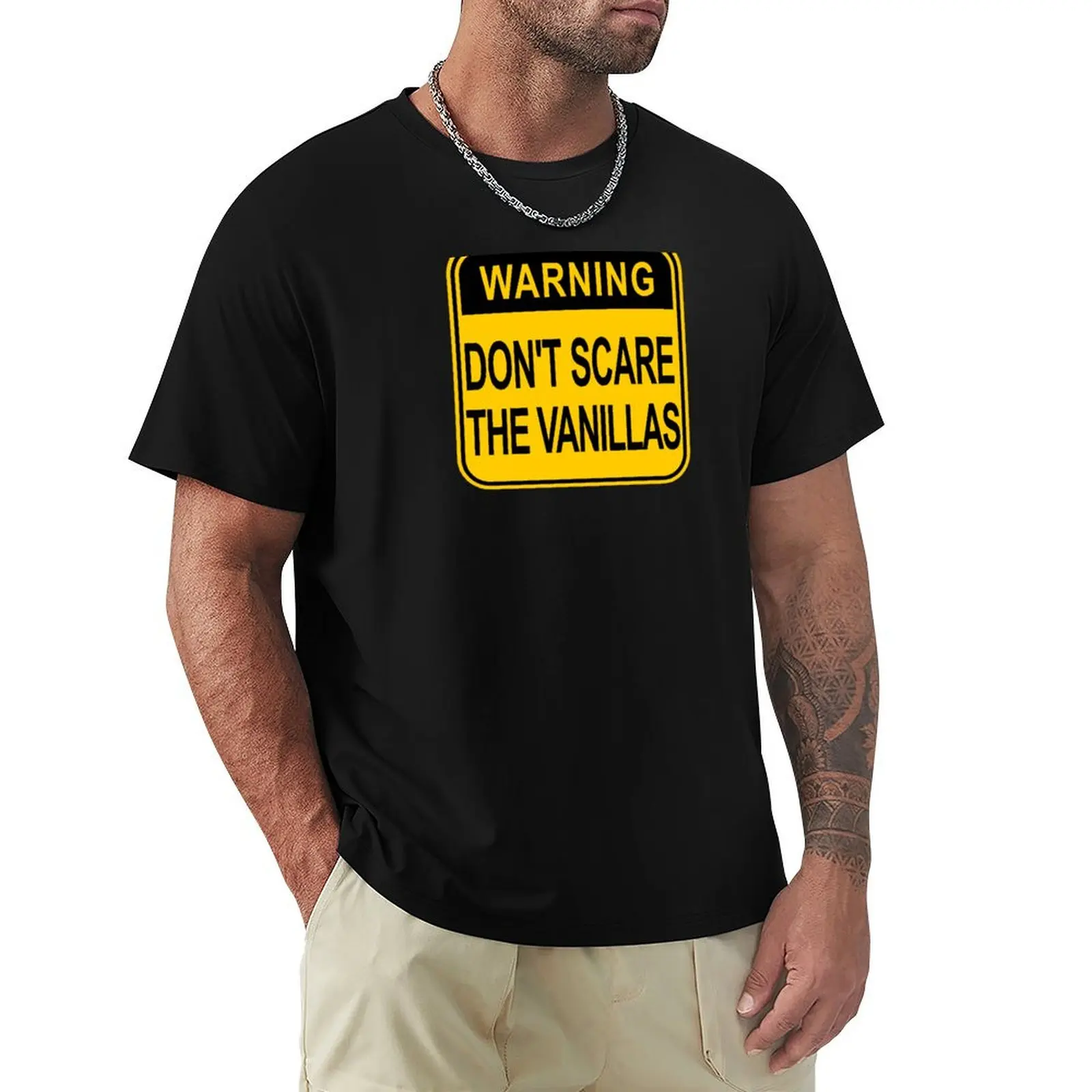 Funny BDSM Gift - Warning Don't Scare the Vanillas T-Shirt Simple Line Art Print Tee