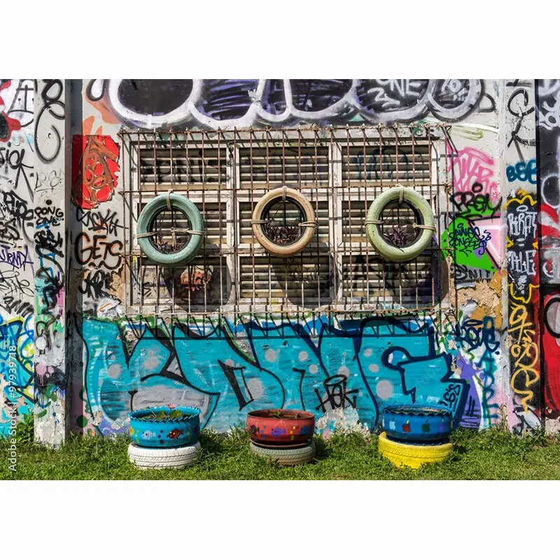 Fondo de fotografía de vinilo personalizado con tema de grafiti, accesorios de estudio Vintage, pared de ladrillo, 211218OCK-03