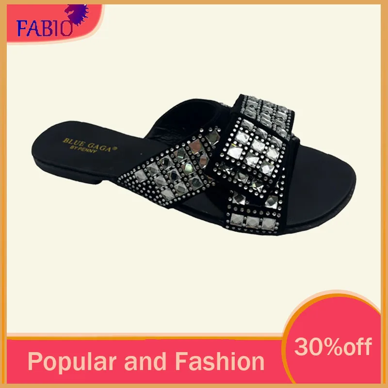FABIO PENNY Sapatilhas femininas com laço de strass, design requintado para festa na praia, verão, lazer, chinelos confortáveis