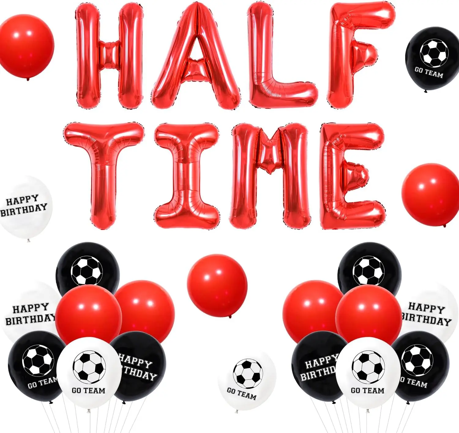 

Funmemoir Half Time Birthday Party Decor, Soccer Birthday Balloons Banner Sports Theme Red Half Way To One Latex Balloon Decor