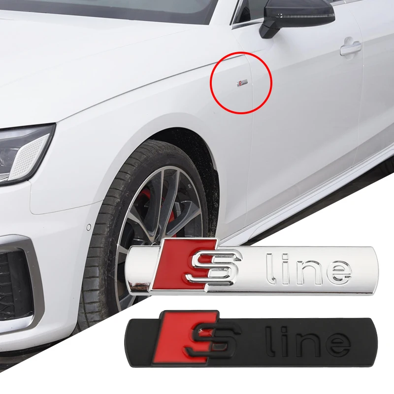 1pcs Car body Emblem Badge Sticker Accessories For Audi S line Sline A4 A5 A7 S4 RS4 A6 TT A1 A2 A3 Q1 Q2 Q3 Q5 Q8 Auto Goods