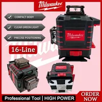 Milwaukee Laser Level 4 Sides*360 Degree Vertical 4.2V Green Beam 3-4D 16 Lines Self-leveling Vertical Cross Line Lase