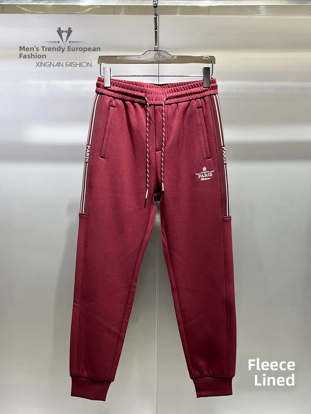 

Men's Faionable Fce Lined Cuffed Casual Pants Autumn Winter Warm Sports Sweatpants Polyester Cotton Elastic Fiber