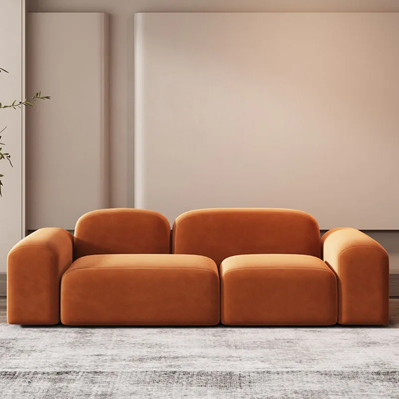 

Velvet Fabric Sofa Simple Style Japanese Designer Wooden Foot Foam Sponge Upholstery Sofas Elastic Slaapbank Home Furniture