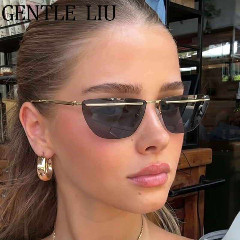 

Y2K Punk Rimless Square Sunglasses Women 2026 Luxury Brand Vintage Metal Frame Travelling Sun Glasses For Ladies Outdoor Shades
