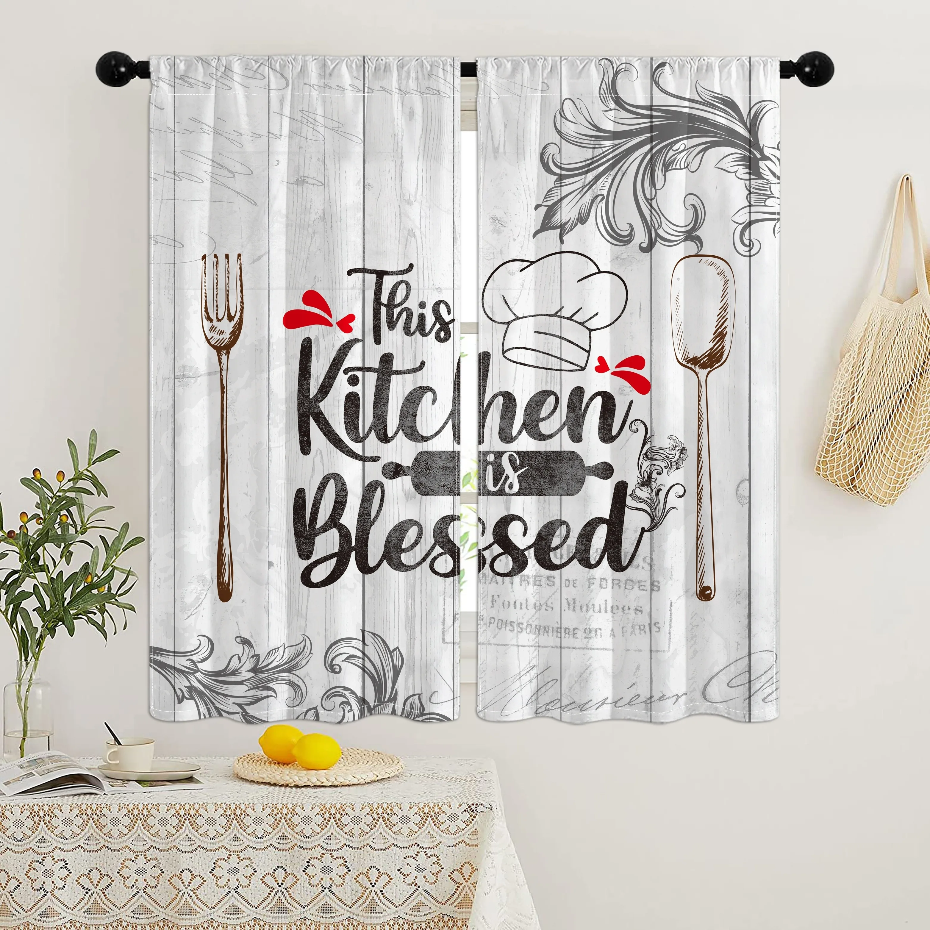 

Винтажные полузатемняющие шторы со словами благословения. Элегантный домашний декор и украшение комнаты. Фильтрующий свет и защита конфиденциальности.