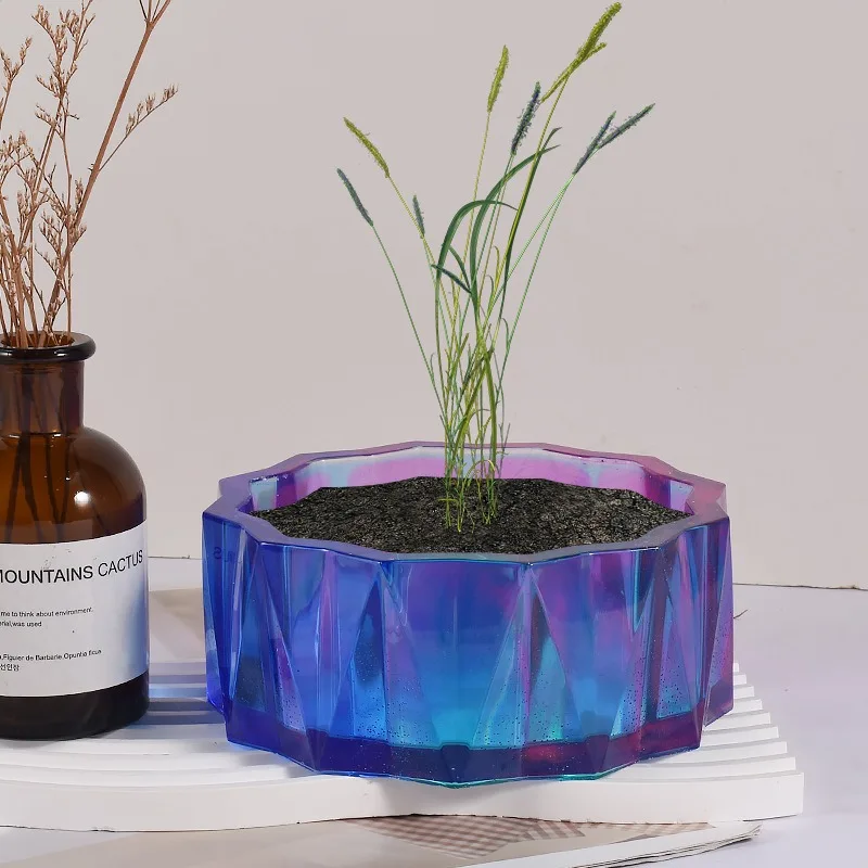Schneiden Blume Topfpflanze Desktop Ornament Silikon Form DIY Gips Make-Up Pinsel Lagerung Box Kerze Container Harz Form Handwerk