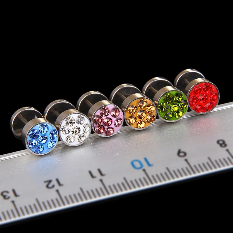 1Pair Stainless Steel Dumbbell Screw Stud Earrings For Men/Women Popular Collection Punk Black Piercings Jewelry Hot Selling