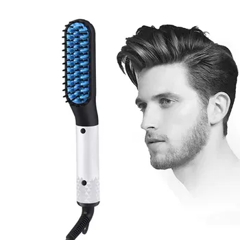 Image Hot Selling Multifunctional Men'S Beard Straightener Portable 2-In-1 Hair Straightener Brush Salon Men'S Styling Tool