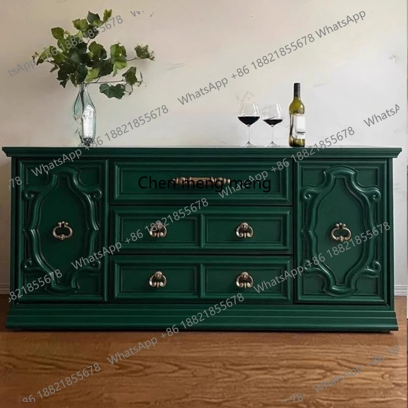 

French solid wood old retro side cabinet simple modern locker hand-carved multi-function