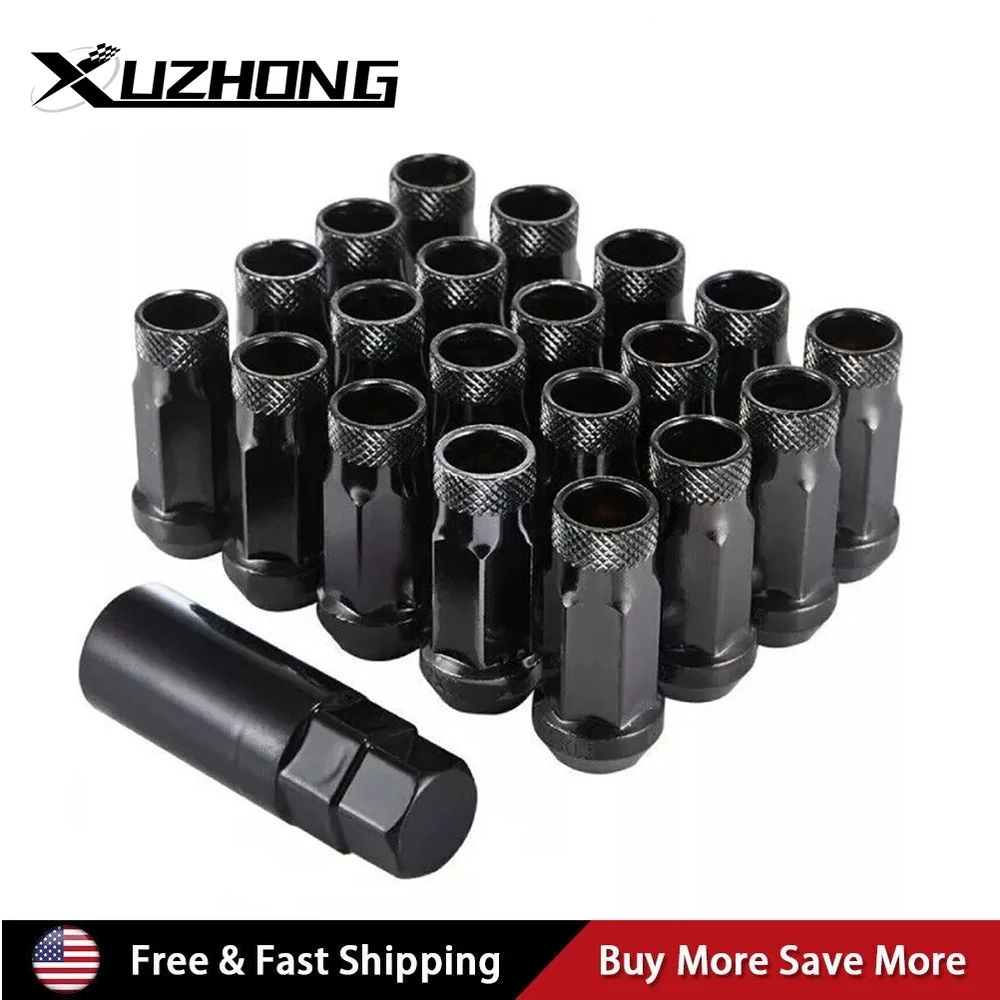 20 قطعة M12 x 1.25 تمديد نهاية مفتوحة الصلب عجلة حافة موالف العروة المكسرات مجموعة مع 1 قطعة مفاتيح لتويوتا هوندا ميتسوبيشي شيفروليه #1