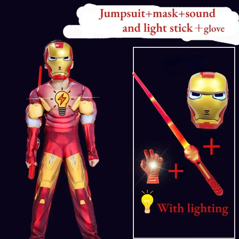 New Anime Periphery Children Cosplay Avengers Movies Hot Halloween Costume Iron Man Christmas Kids Birthday Gift With lighting