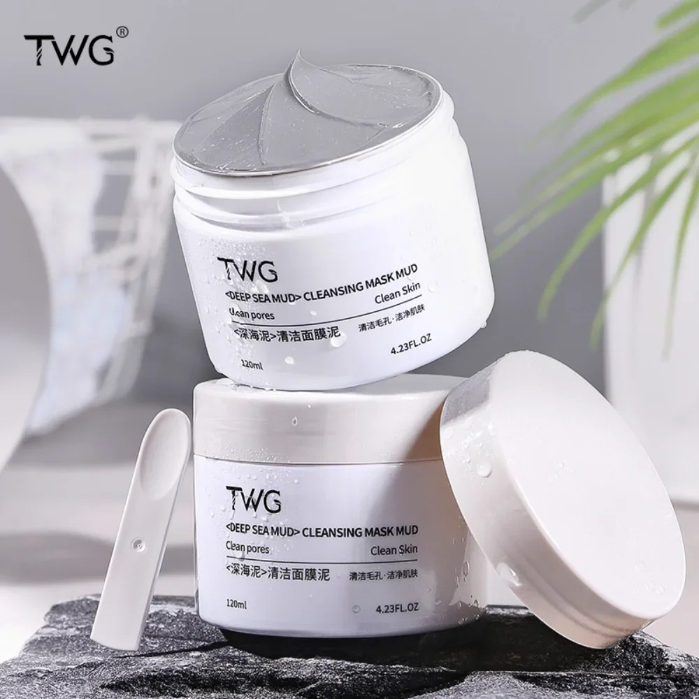 

TWG Deep Sea Mud Cleansing Mask Mud 120ml Deep Cleaning Pores Hydrating Moisturizing Applicator Mask Remove Blackheads Skin Care