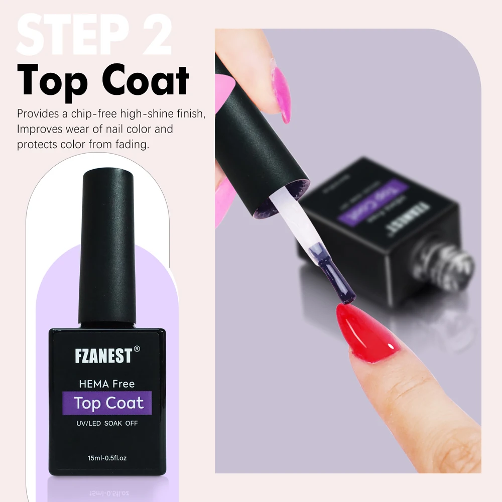 FZANEST HEMA Free Top And Base Coat Strong High Gloss UV Gel Nails The Gel Bottle BIAB Gel Polish Brands Nail Glue