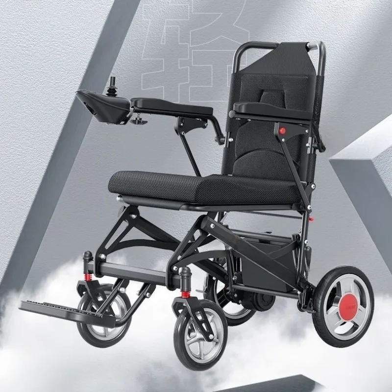 Electric four-wheeled elderly chair, folding light and intelligent automatic