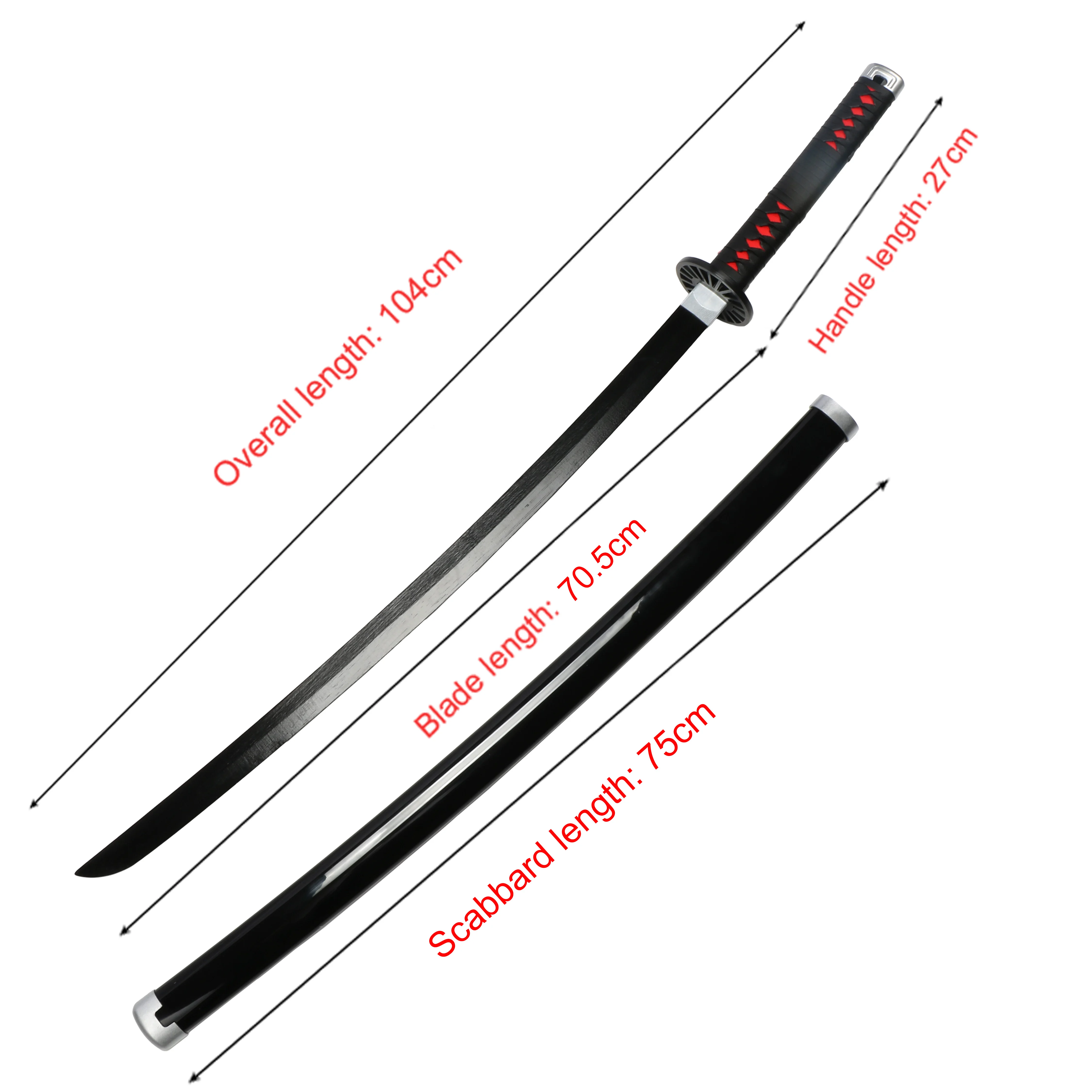 Anime Cosplay Katana 104cm/41 pouces, cadeaux de noël, accessoires de jeu, Reproduction de motifs 1: 1, jouet épée en bambou