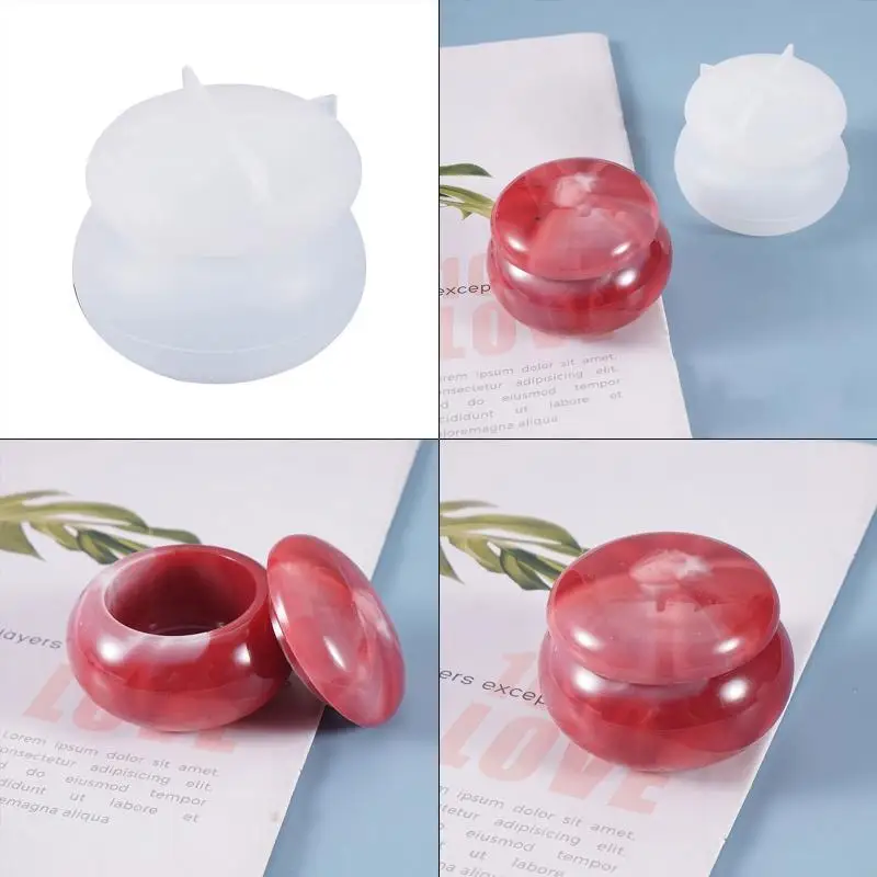 

J2HB Rouge Lipstick Jar Epoxy Resin Mold Home Decorations Storage Box Silicone Mould Handmade Desktop Ornaments Resin Mold