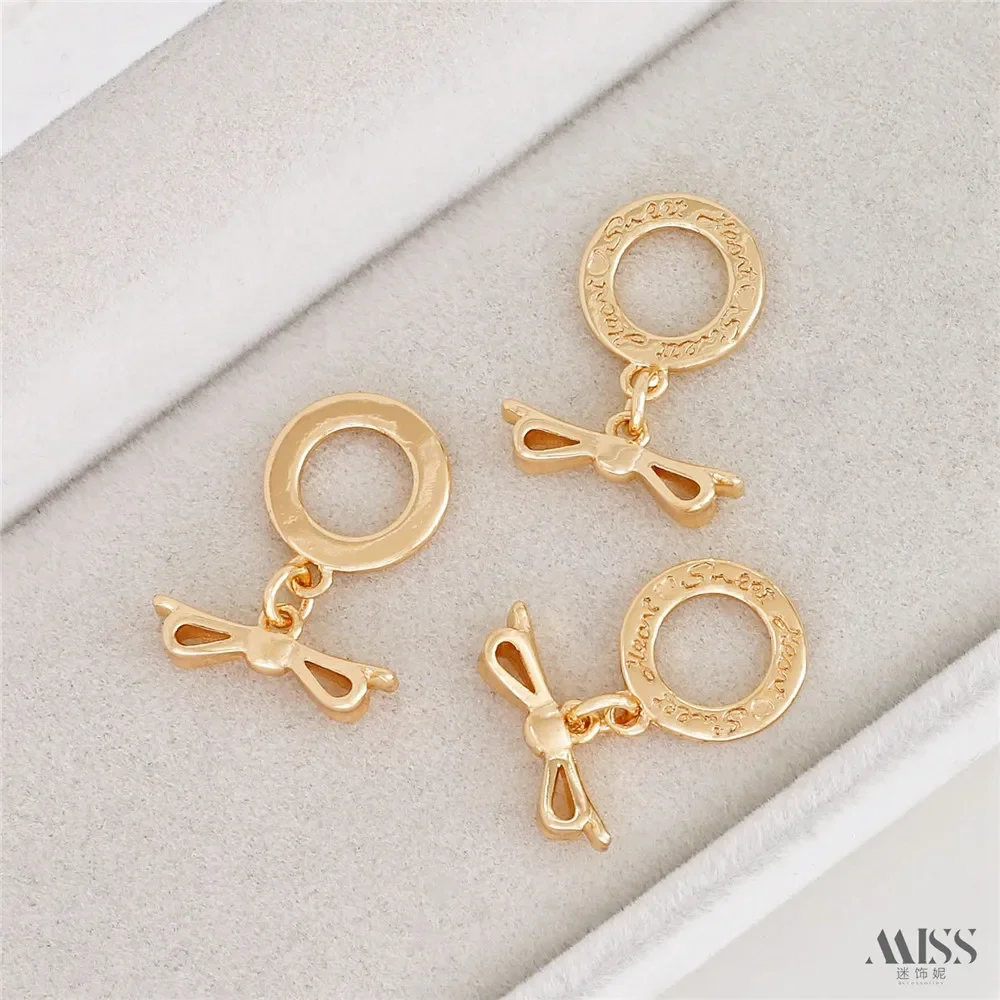 

14K Real Gold Color Retention Bow OT Buckle DIY Handmade Bracelet Necklace End Connection Buckle Jewelry Accessories