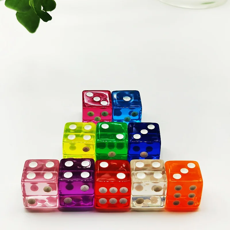 10Pcs Double Colored Square Edge D6 Dice Set 6 Faces 16mm Casino Game Dice With Sharp Edges Dice For Pub Board Game