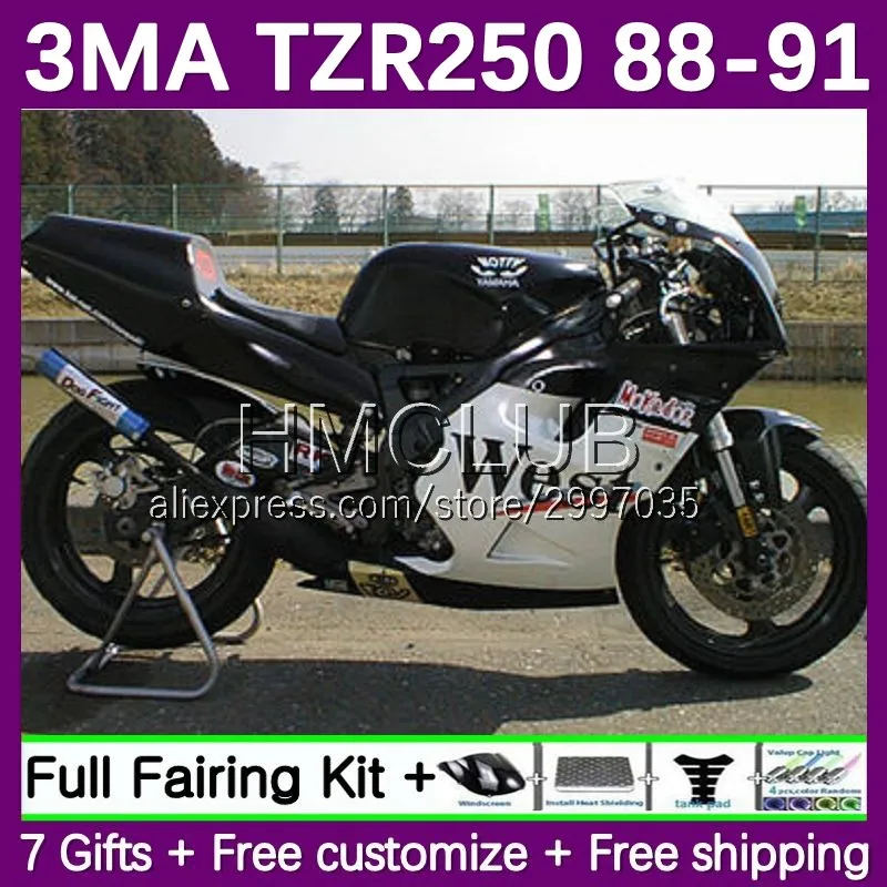 Fairing Kit For YAMAHA 3MA TZR-250 TZR250 YPVS RS 146No.24 TZR 250 TZR250R 88 89 90 91 TZR250RR 1988 1989 1990 1991 Black west