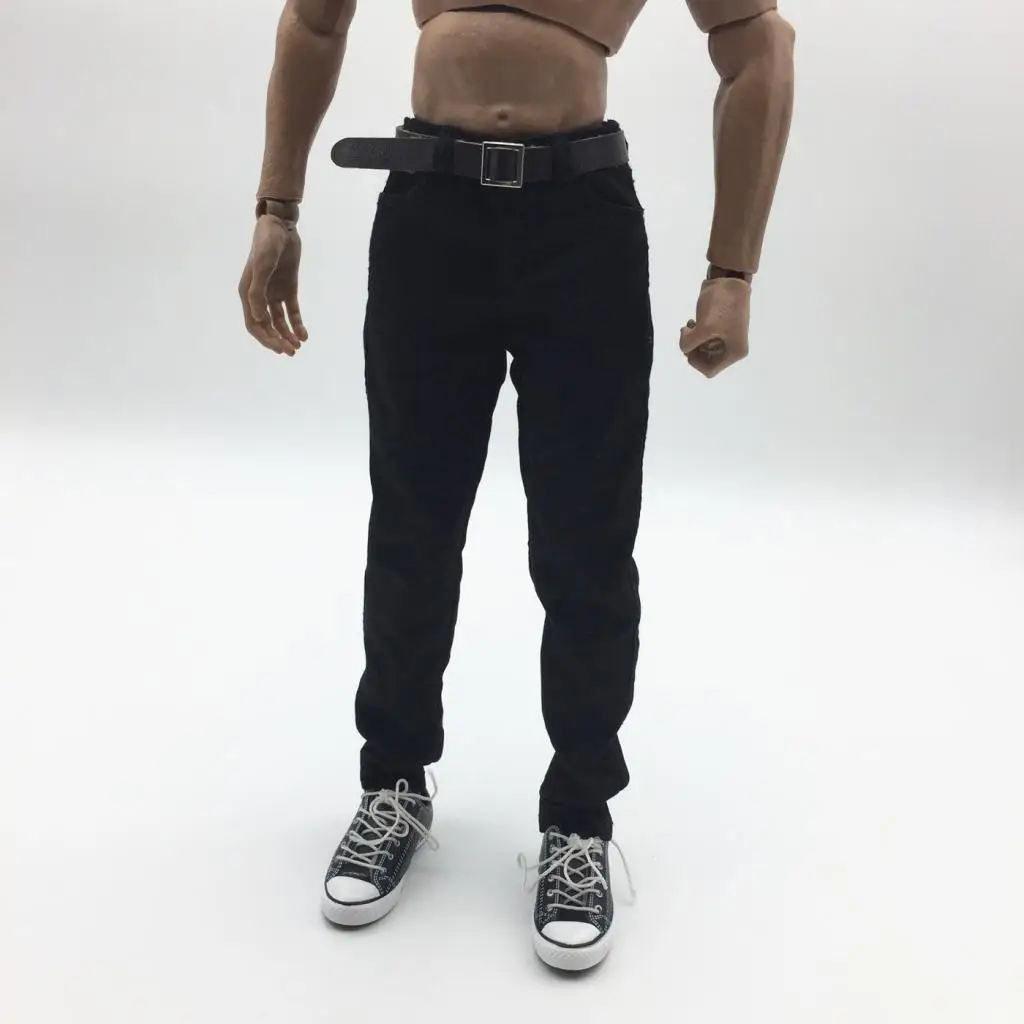 Roupas de boneca de figura masculina em escala 1/6, fantasia artesanal, calças da moda com cinto