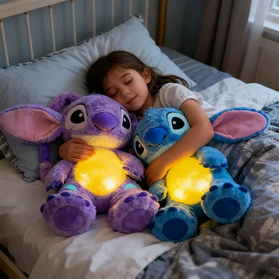 2025 Lilo quente # ! Stitch boneca de pelúcia respiração criança peluche kawaii acalma brinquedo anime bebê música luz sono brinquedos ponto rosa presente do miúdo