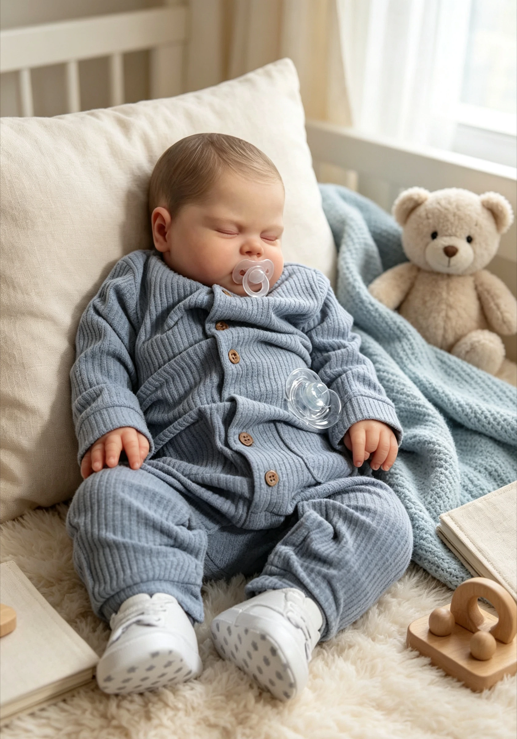 60M Reborn Pickle Realistic Lifelike Toddler Baby Doll with Hand Draw Hair 3D Skin Multiple Layers Baby Dolls Gift for Xmas