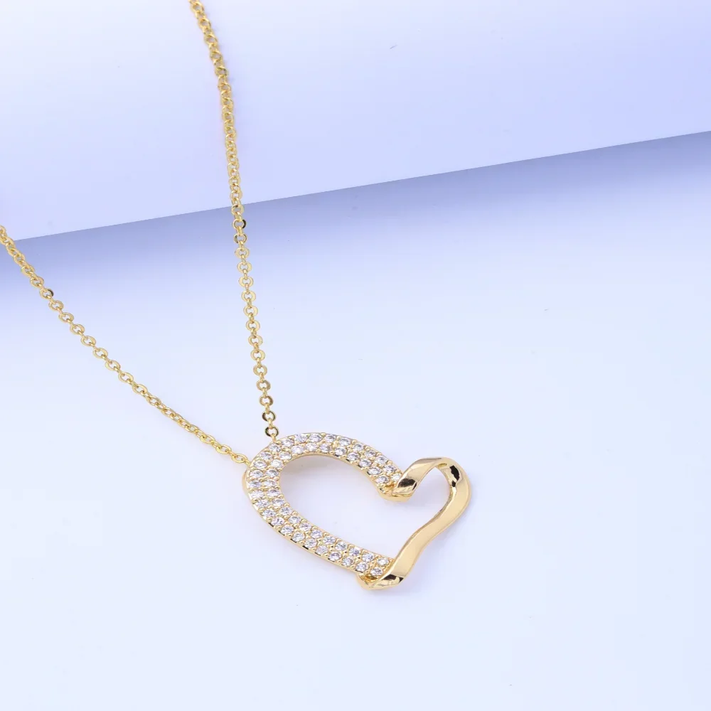 Colar de amor zircão, luxo leve, corrente de clavícula, galvanoplastia, galvanoplastia, preservação de cor, simples, estilo INS, clavi