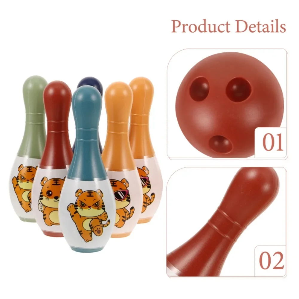 Brinquedos de boliche de interação IParent-child, jogo de bolas de boliche para esportes internos e externos, conjunto de boliche inclui 6 pinos de plástico e 2 bolas