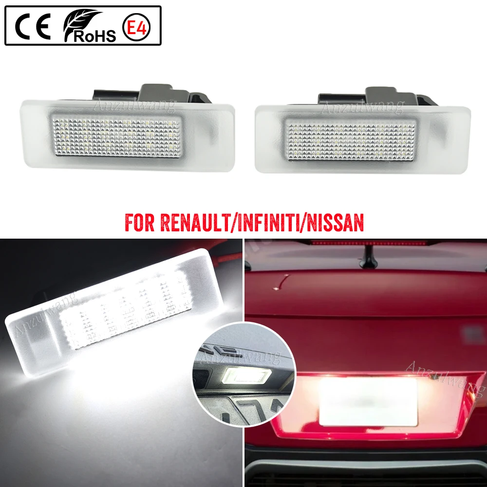 For Infiniti Q50 Q60 QX30 QX40 Nissan GTR Leaf Rouge For Renault Clio V Koleos Talisman Led License Plate Light Parking Tag Lamp