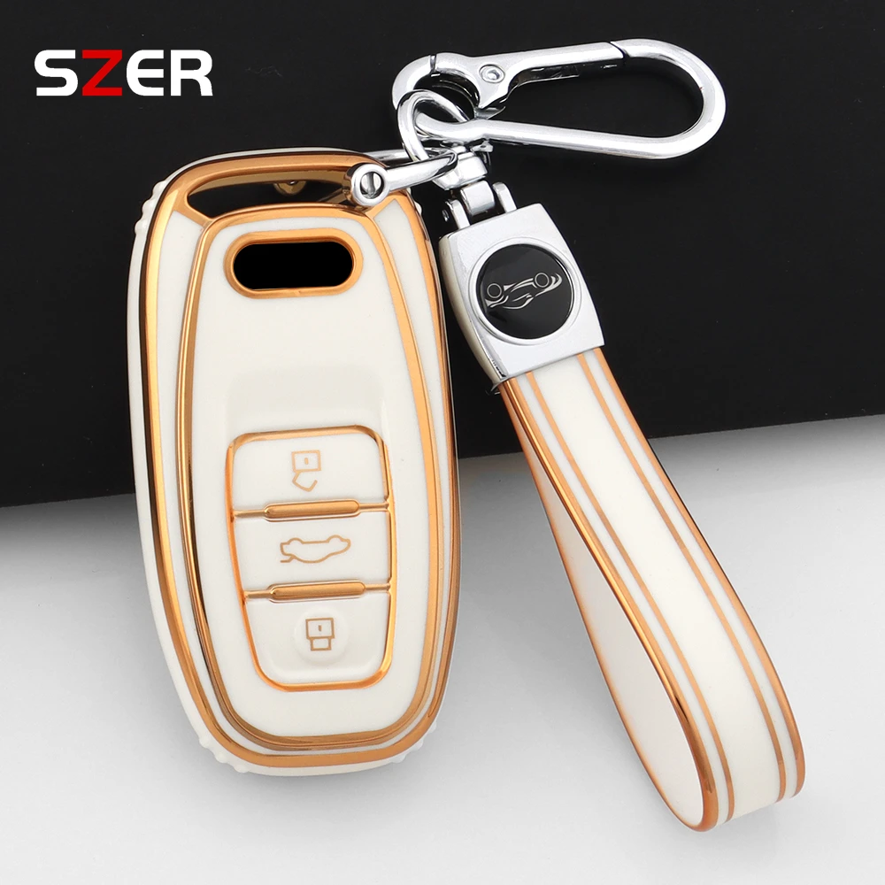NEUE TPU Auto Schlüssel Fall Abdeckung Für Audi A1 A3 A4 A5 A6 A7 A8 Quattro Q3 Q5 Q7 S4 S5 S6 S7 S8 R8 TT Halter Fob Schlüsselbund Zubehör