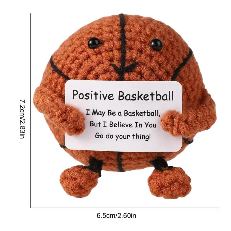 Crocheted Basketball Handmade Wool Creative Support Doll With Encouragement Card Home Desk Ornament Decoration For Birthday