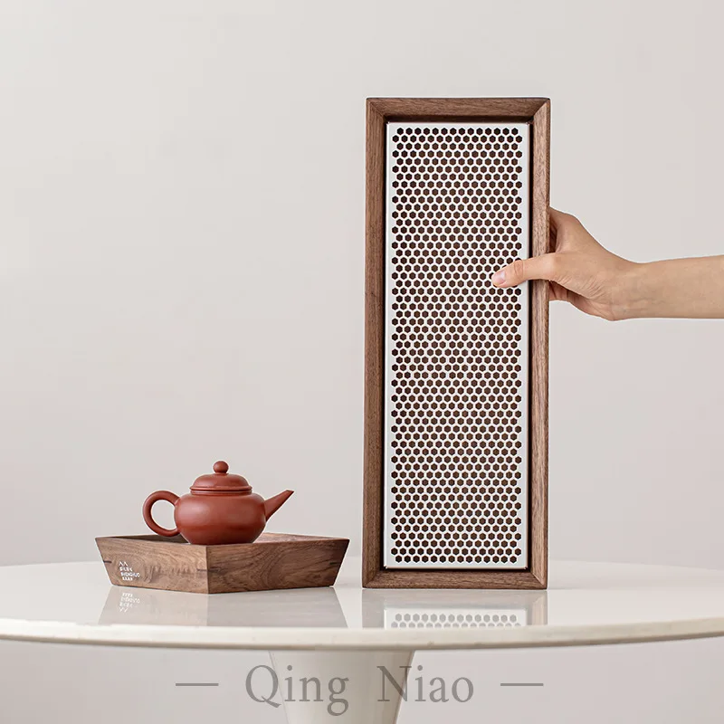 Premium sense walnut tea tray household light luxury small tea table water storage drain tray tea ceremony accessories