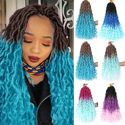 20Inch Synthetic Faux Locs Crochet Hair Long Ombre Wave Braiding Hair Extensions Hair Bug Blond Curly Dreadlocks Hair For Women