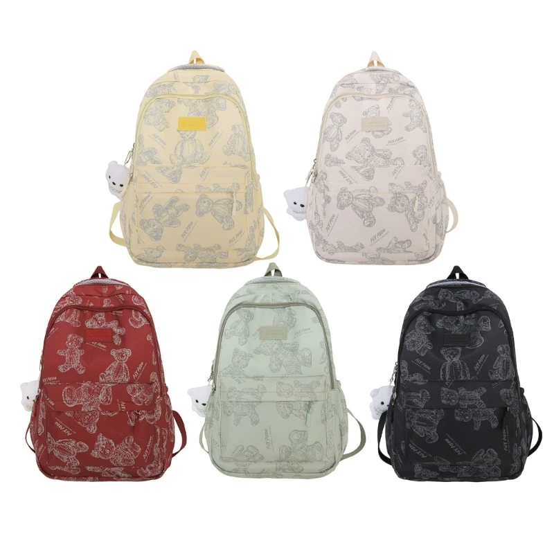 Women Travel Backpack Bear Print Backpack Girls Casual Daypacks Large Capacity Backpack Student School Bag for Everyday