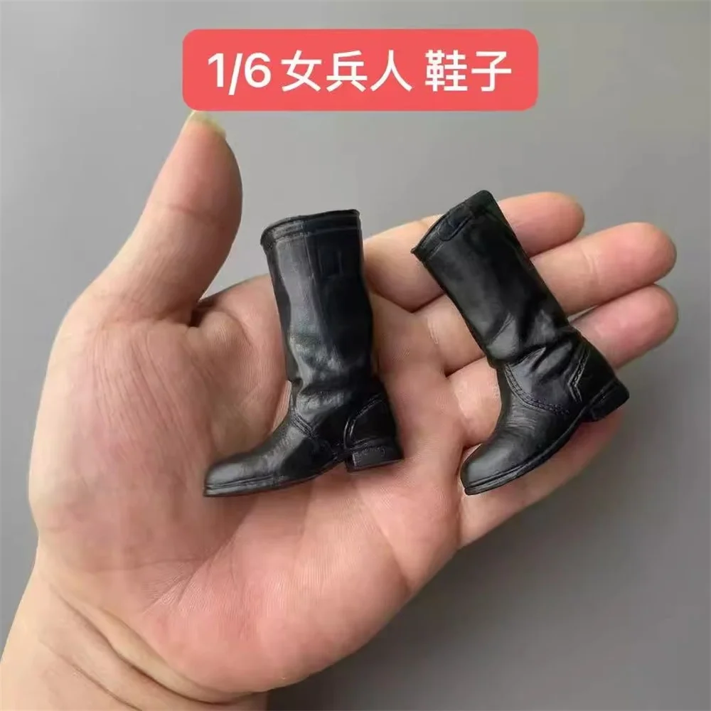 1/6e ZYTOYS WWII Soldaat Pop Vrouwelijke Action Figure Zwart Effen Laars Schoen PVC Materiaal Voor 12 "Pop Figuur verzamelen DIY