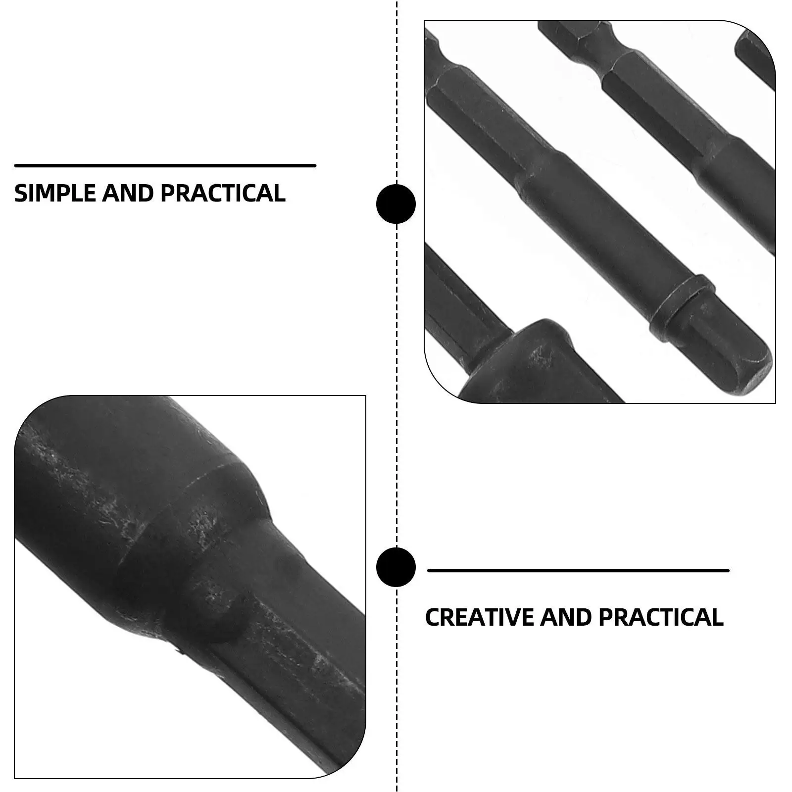 Steel Ball Joint Bit Extension Rod Set Anti Rust Sturdy Adapter for Electric Drills and Power Tools